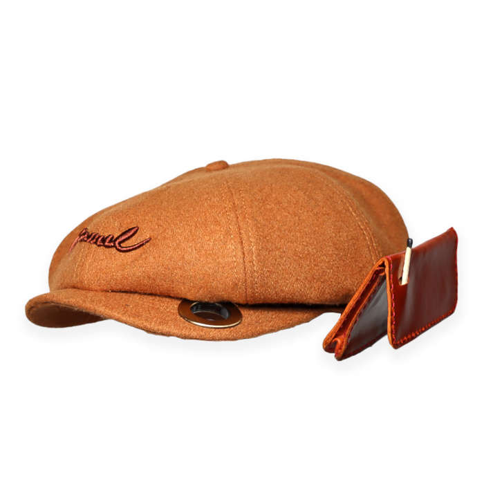Signature "Jamel" Newsboy Hat w/ Leather Lighter Side Pouch
